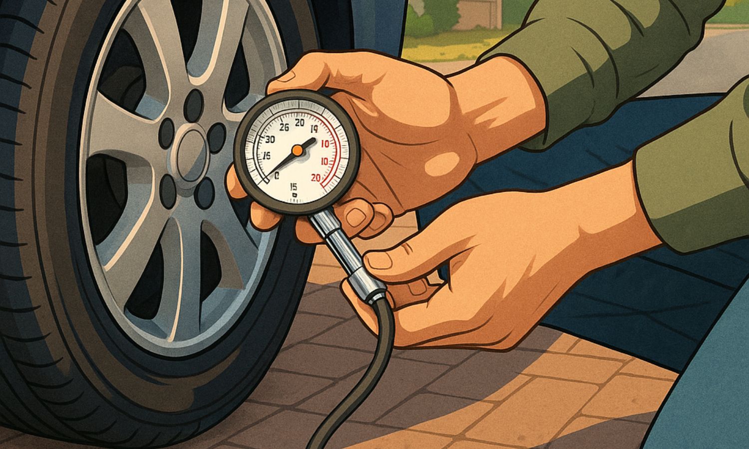 Checking tire pressure