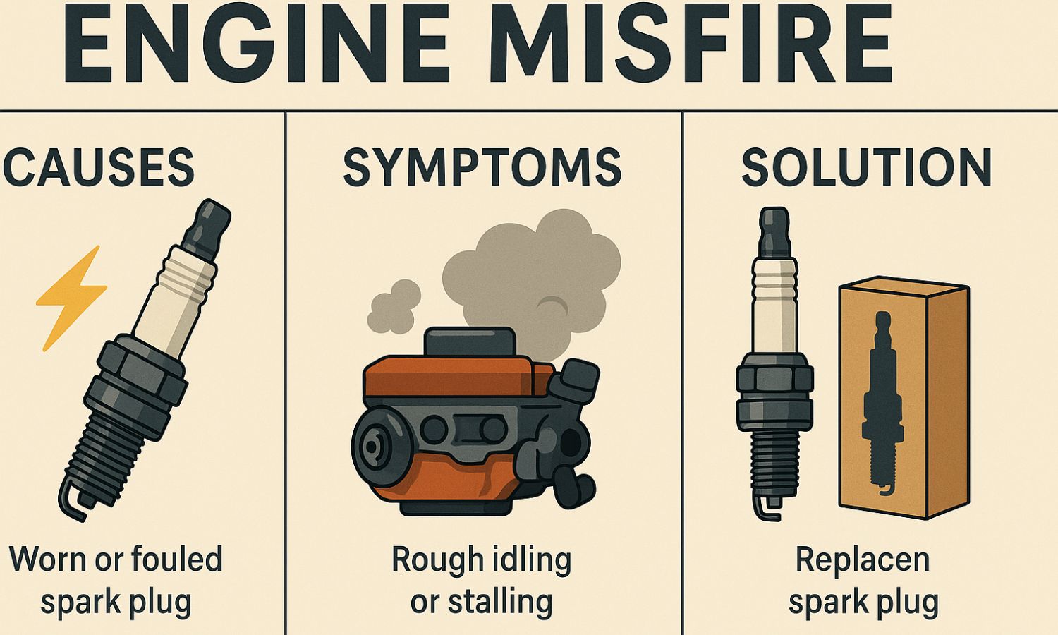 Engine misfire symptoms and causes
