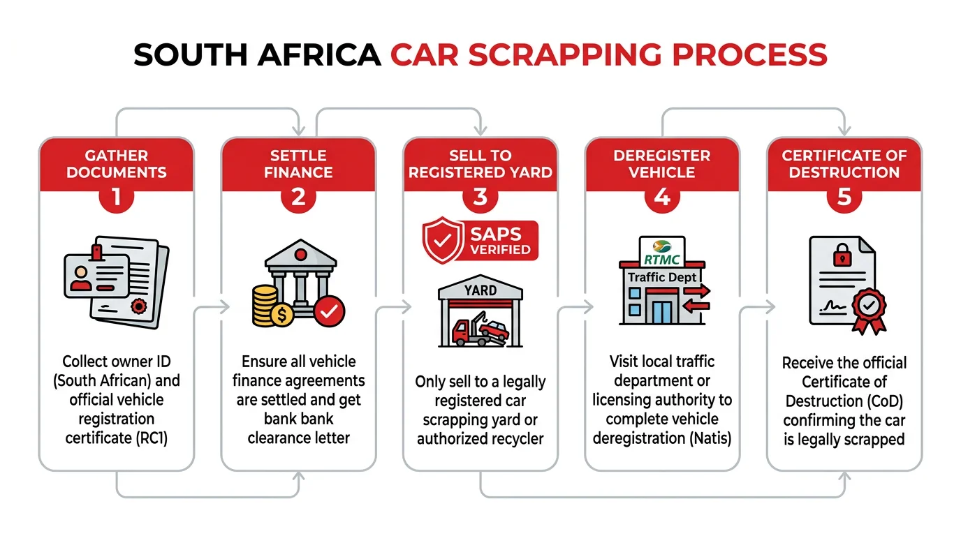 Complete legal process flowchart for scrapping a car in South Africa