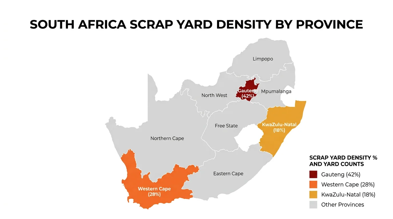 Registered scrap yards distribution across South African provinces